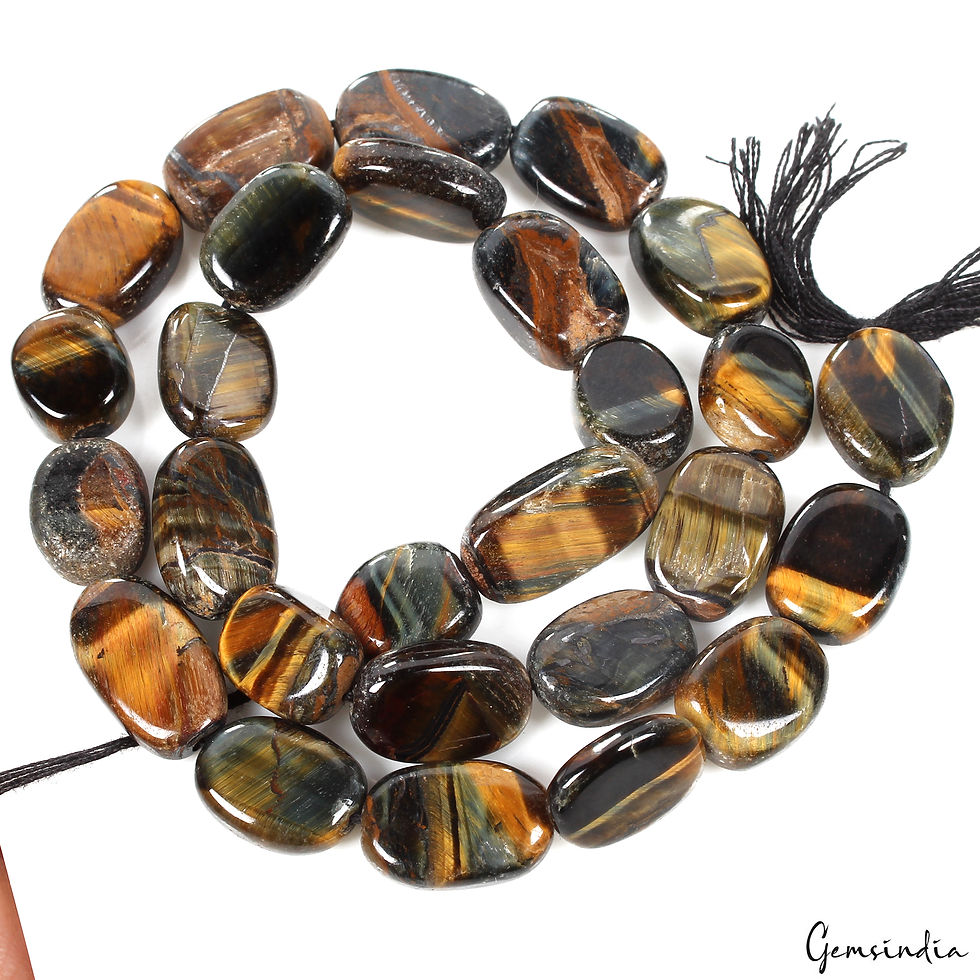 Thumbnail: 1160 Cts/12 Pcs/13"Each Natural Untreated Tiger Eye Oval Cab Bead Strands