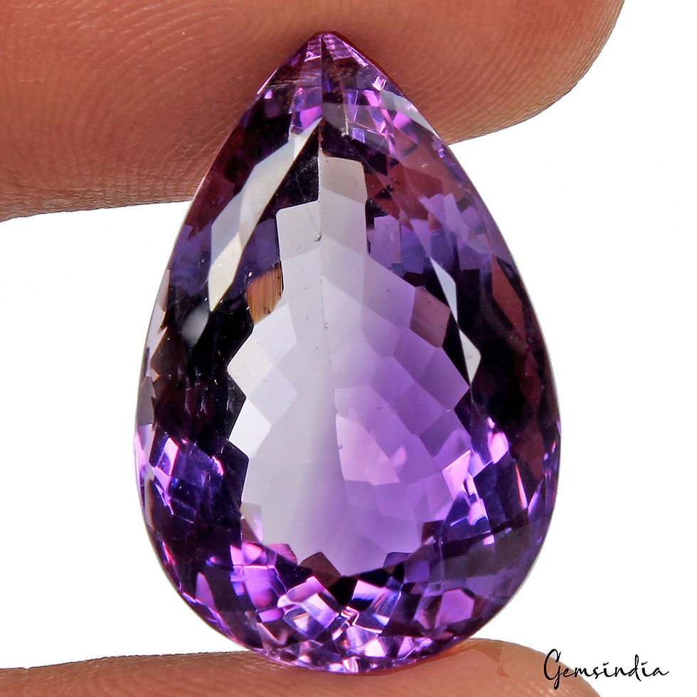 サムネイル： VVS 25.50 Cts Natural Amethyst 24x15mm Pear Custom Cut Sparkling Purple Gemstone