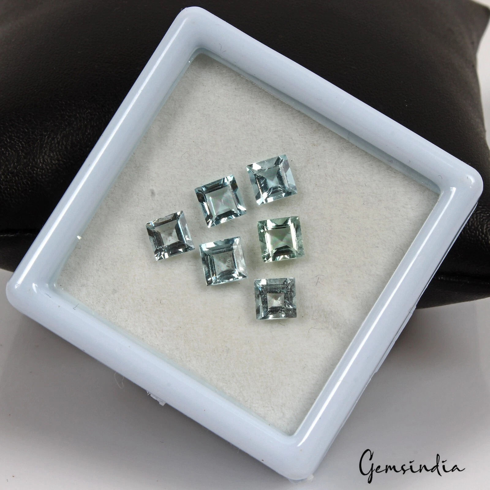 Certified 3 Ct/6 Pcs Natural Untreated Blue Aquamarine Square Calibrated 5mm Gem