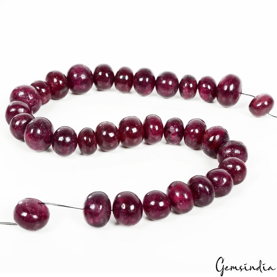 Thumbnail: 720 Ct/32Pc Natural Red Ruby Rondelle Cab Drilled Loose Beads Strand For Jewelry