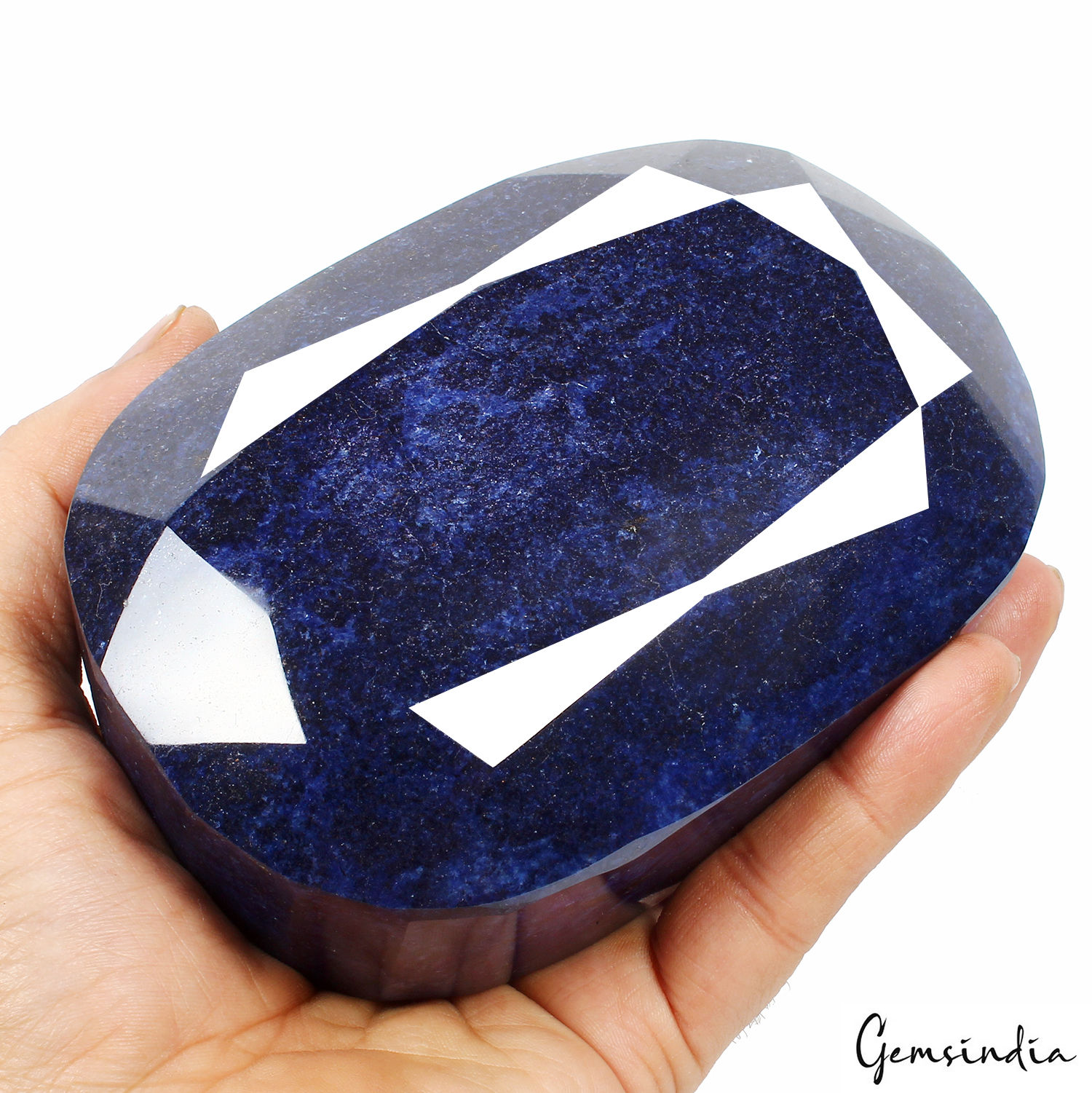1.9 kg Large Natural Blue Sapphire Oval Cut Huge Polished Decorative Specimen