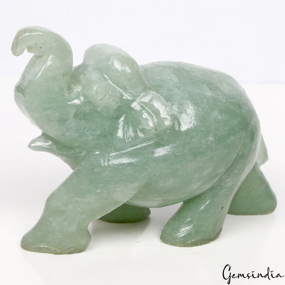 Miniatura: Handmade 855 Cts Natural Green Aventurine Elephant Sculpture Home Decor /Statue