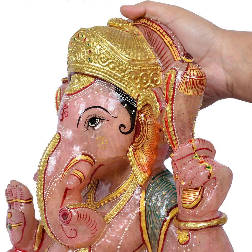 Thumbnail: 19 Kilo 16” Rose Quartz Huge One Piece Hand Crafted Ganesha Home Idol Sculpture