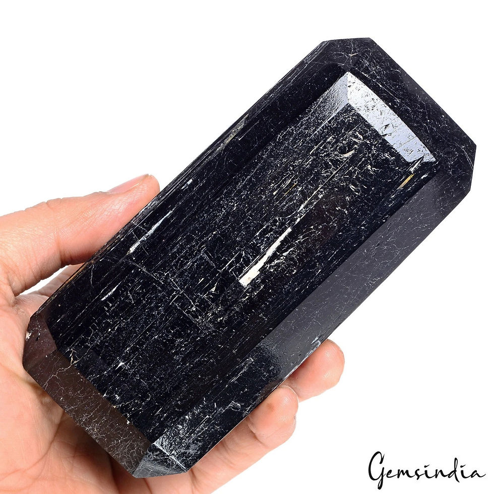 Miniatura: 1.3 Kilo Natural Black Tourmaline Octagon Cut Huge Museum Size Gemstone Specimen