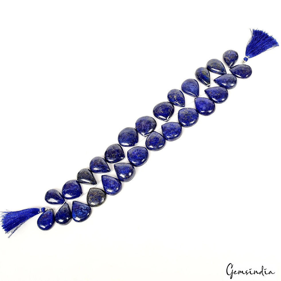 Thumbnail: 900 Ct/27 Pcs Natural Blue Lapis Lazuli Pear Cab Drilled Bead/Briolette Gems Lot