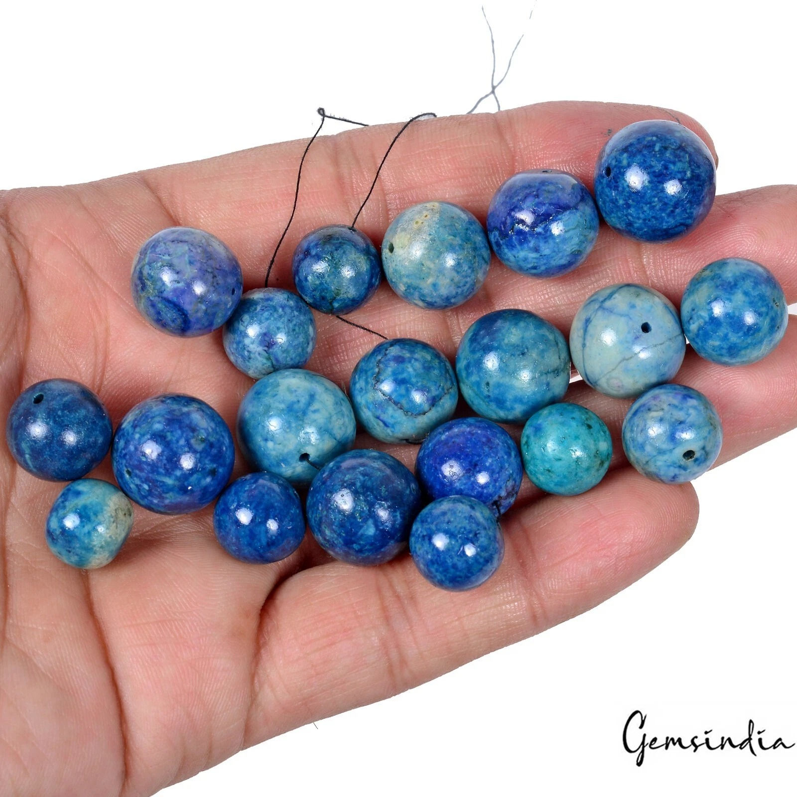 350 Ct Natural Blue Lapis Lazuli Round Center Drilled Loose Bead Gems Lot 20 Pcs