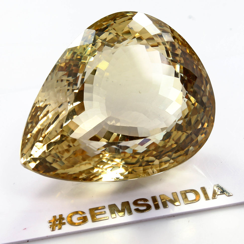 Miniature : Certified 192.90 Cts Natural Untreated Yellow Citrine Quartz Pear Cut Huge Gem