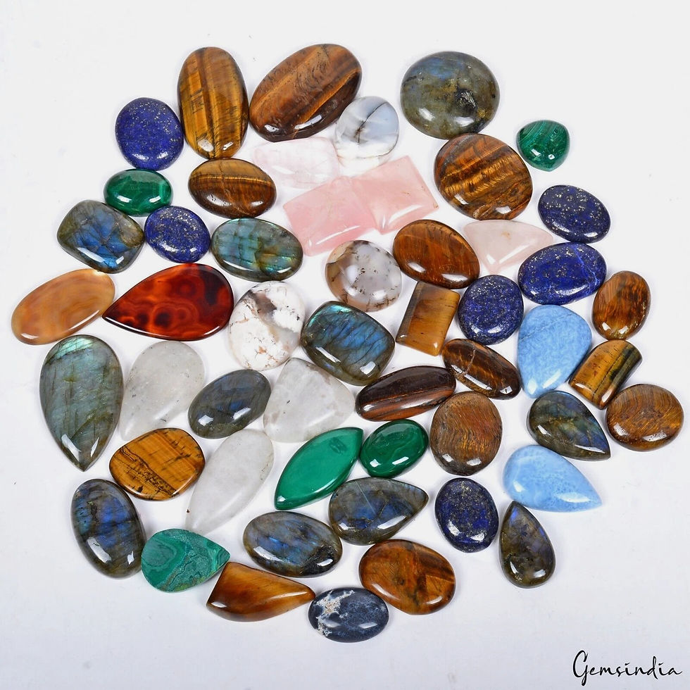 Thumbnail: 1850 Ct. Wholesale Lot Natural Cabochon Flatback Semi-precious Gemstones /52 Pcs