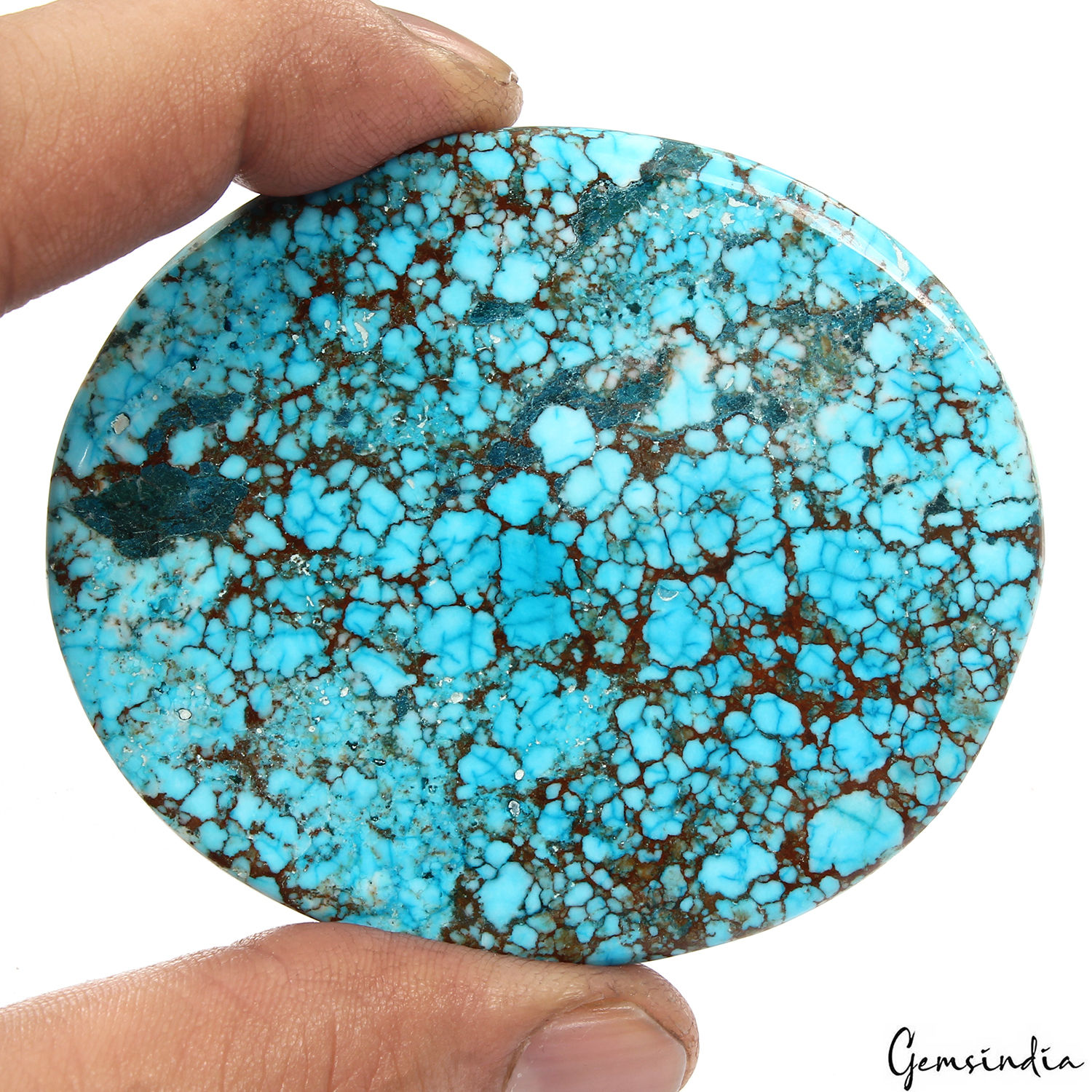 490 Ct Blue Spiderweb Turquoise Oval Cab Arizona Museum Huge Size Loose Gemstone