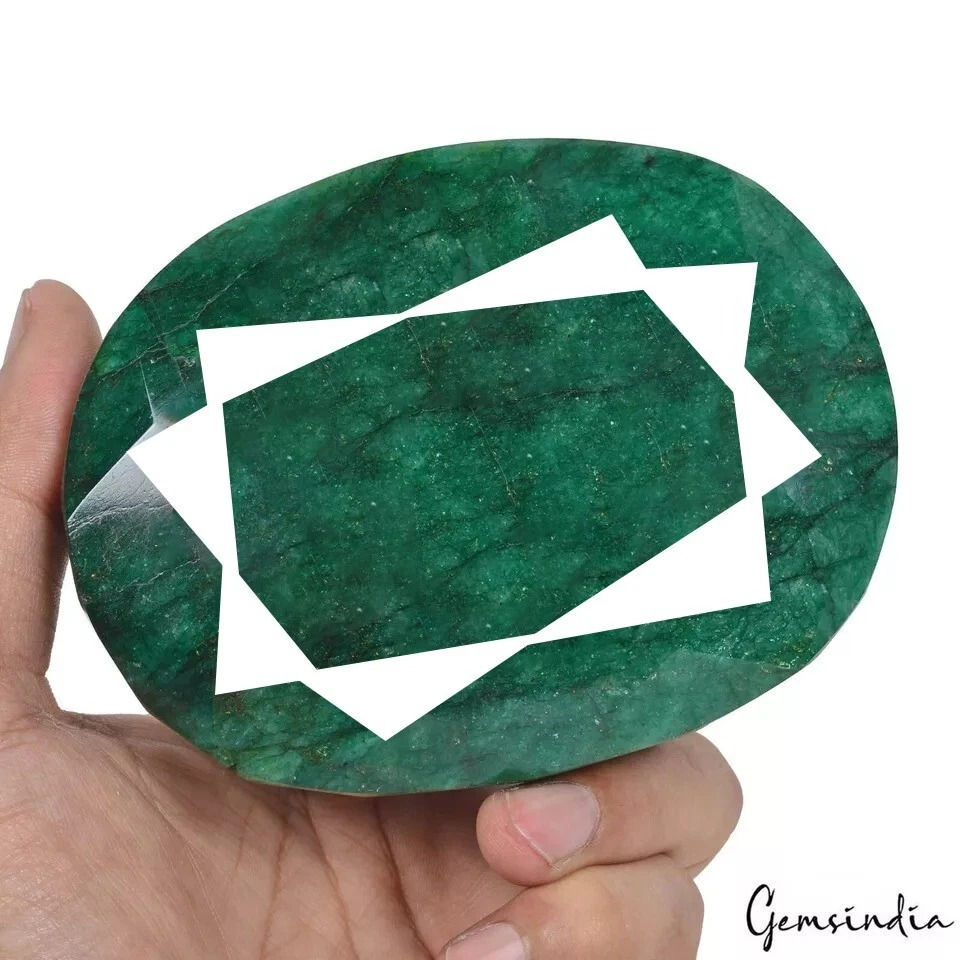3870 Ct Natural Dark Green Emerald Oval Cut Faceted Earth Mined Huge Size Gems