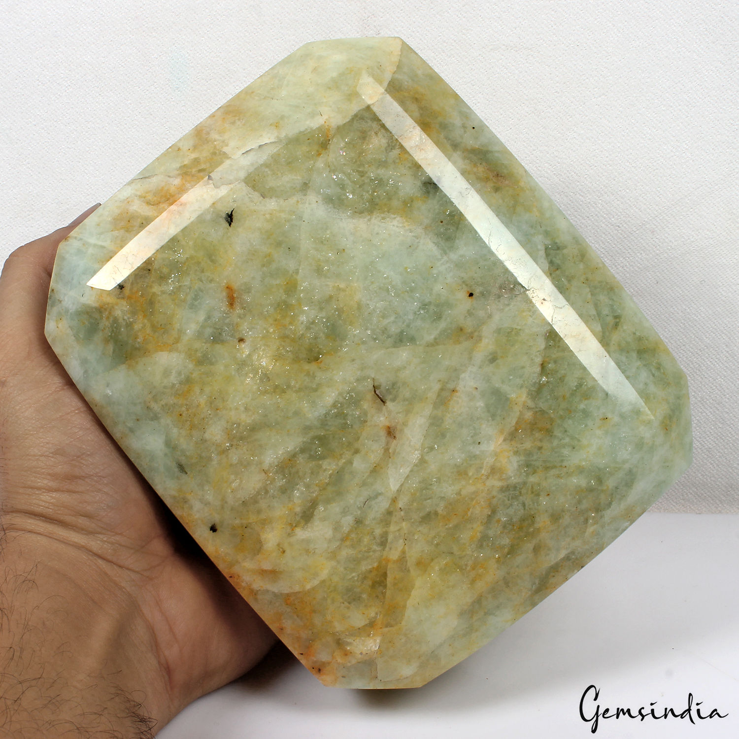 3.8Kg Massive Natural Aquamarine Octagon Cut 6.3 in Collector Gemstone Specimen