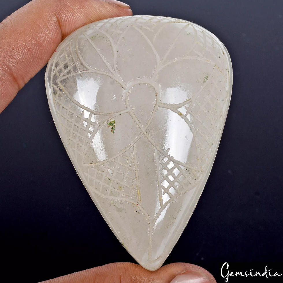 1050 Ct Natural White Quartz Earth Mined Pear Shape Hand Carved Loose Gemstone