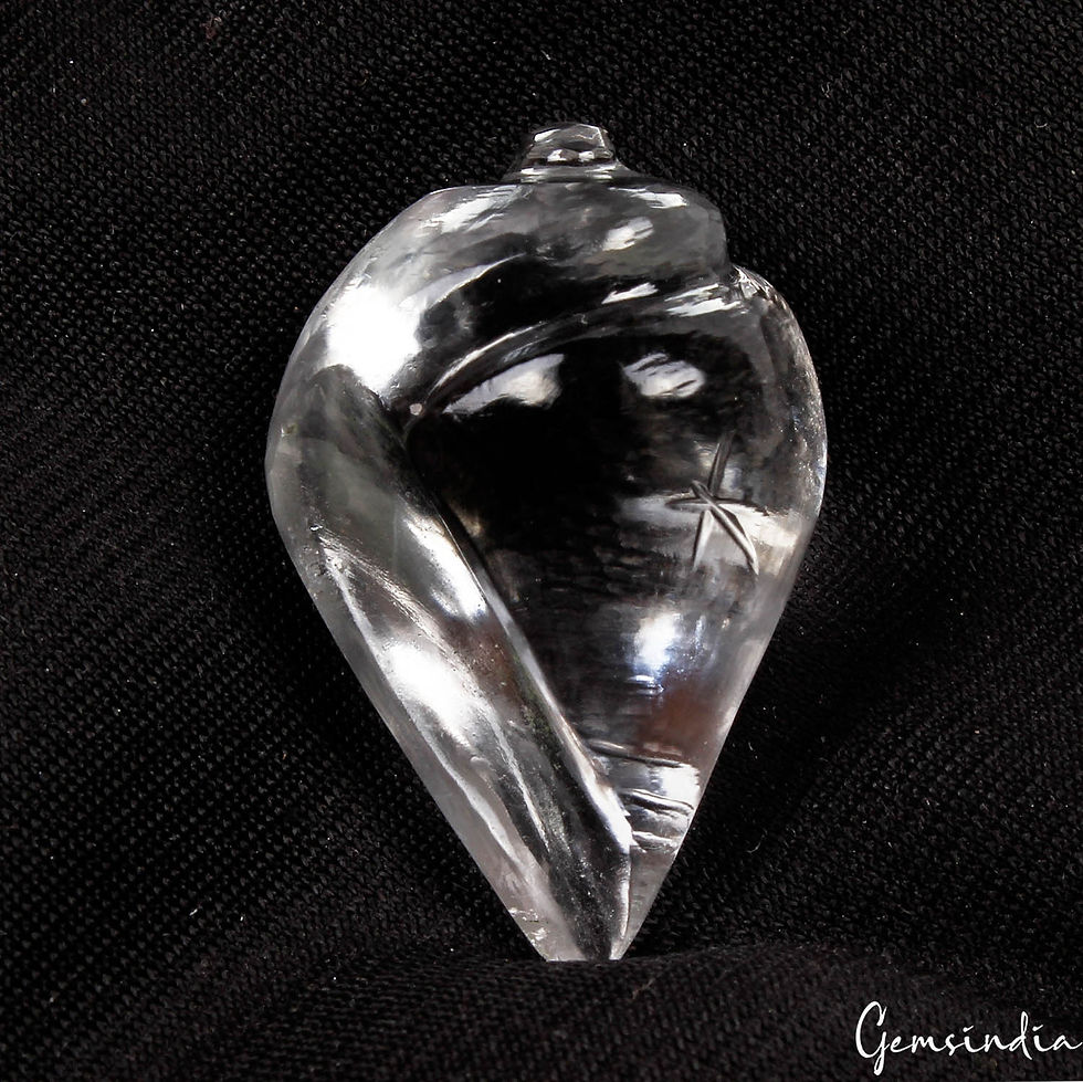 Миниатюра: 45.60 Ct Natural Untreated White Crystal Quartz Hand Carved Conch (Shankh) Gems