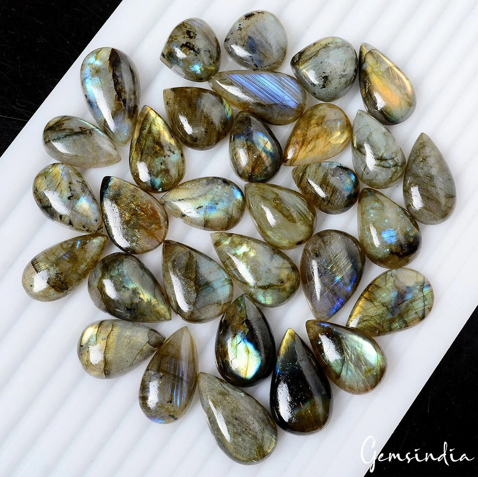 550 Ct/31 Pcs Natural Untreated Blue Green Shine Labradorite Pear Cab Loose Gems