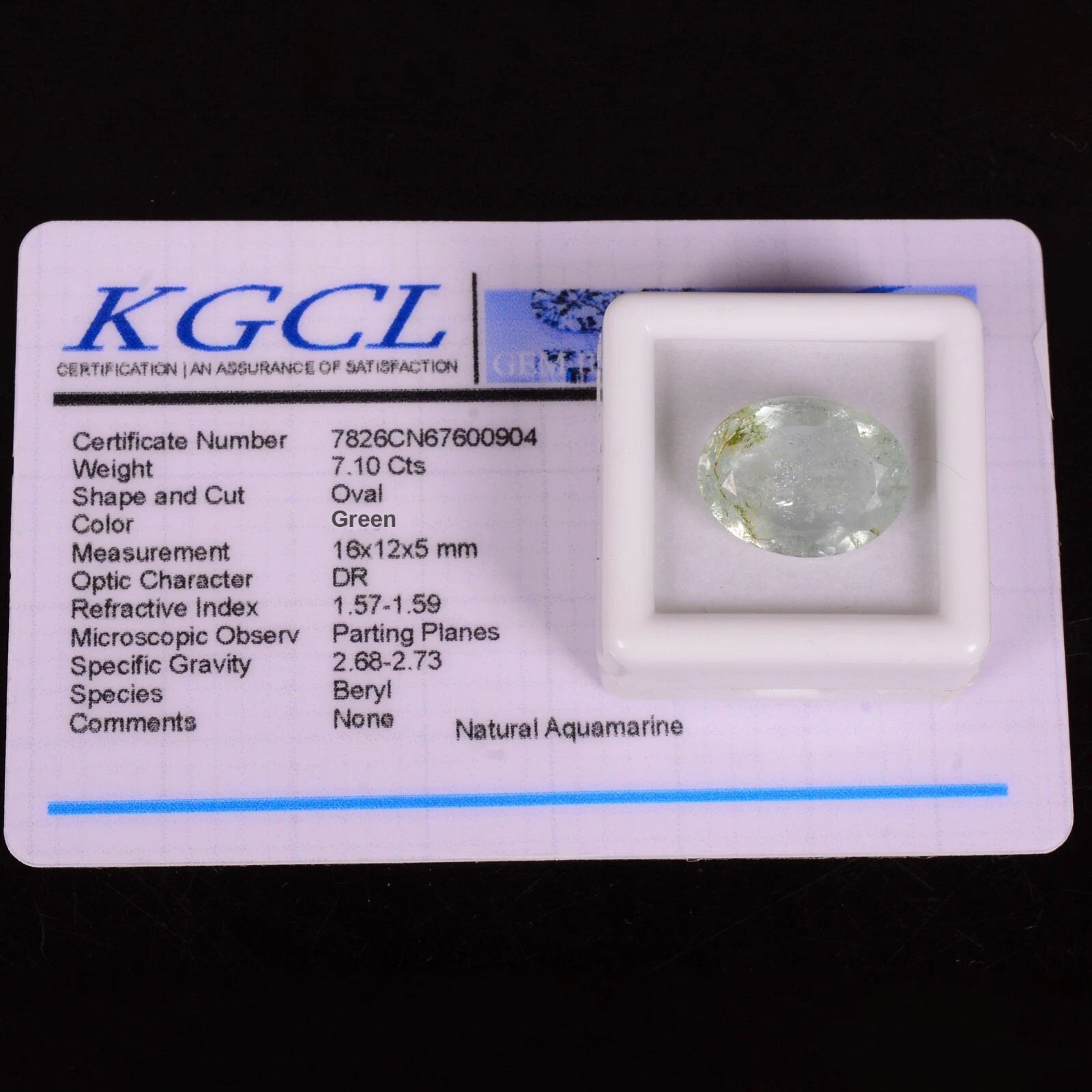 Certified 7.10 Ct Natural Untreated Blue Green Aquamarine Oval Faceted Gemstone
