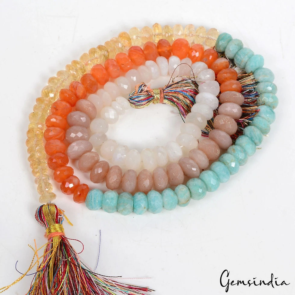 Thumbnail: 360 Cts Natural Multi Color Gems Round Cut Drilled Bead Handmade 25" Long Strand