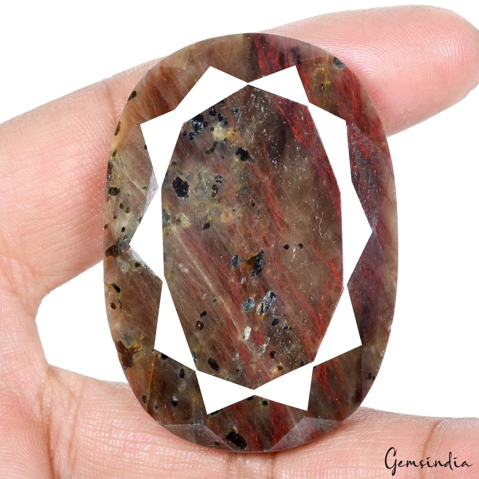 Certified 330 Ct Untreated Brown Sapphire w Red Steaks Earth Mined Oval Gemstone