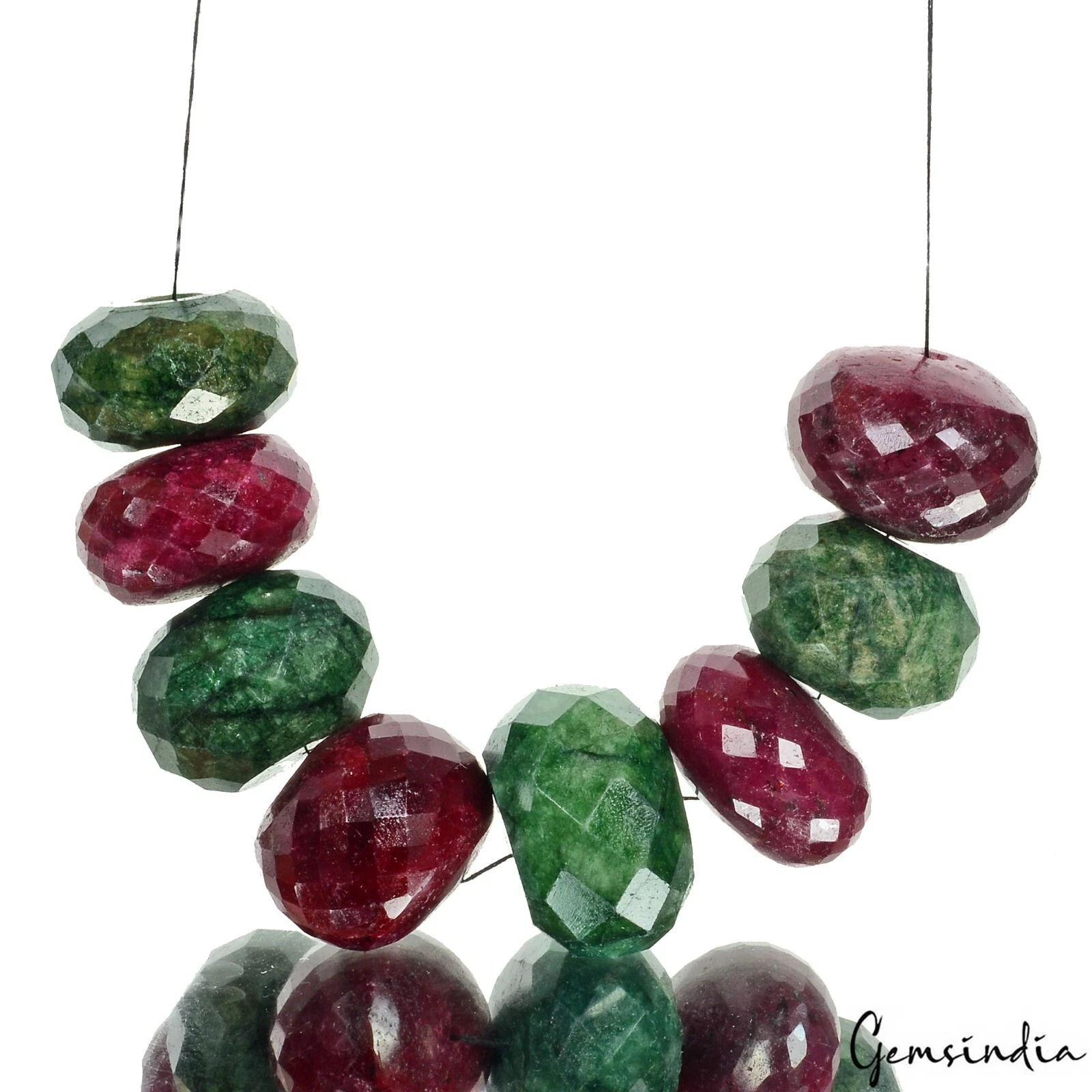 25-30mm Genuine Natural Red Ruby Green Emerald Round Cut Loose Beads Gemstones