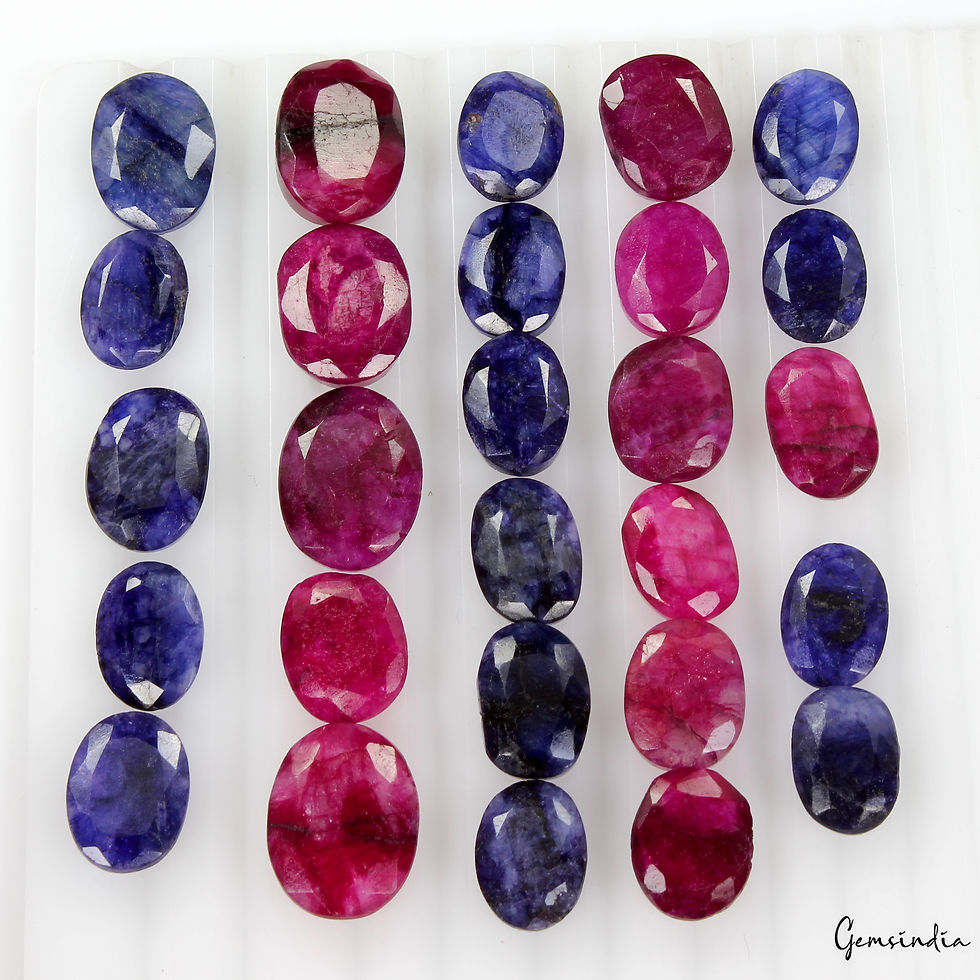 Miniatura: 200 Ct/27 Pcs Natural Red Blue Beryl Oval Cut Loose Jewelry Making Gemstones Lot
