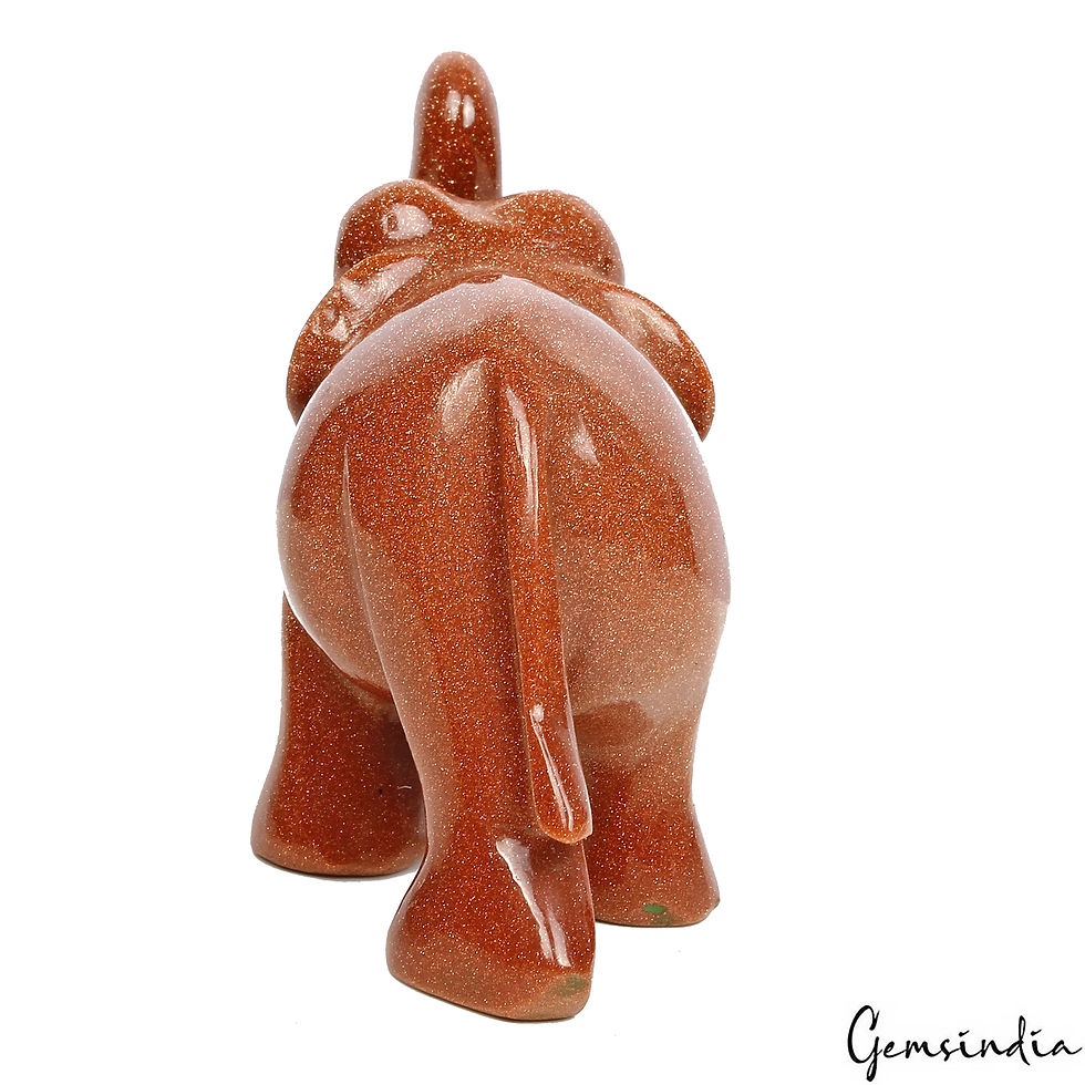 Thumbnail: Handmade Natural Glittering Sunstone Elephant Statue 720 Ct Sculpture ~3" Tall