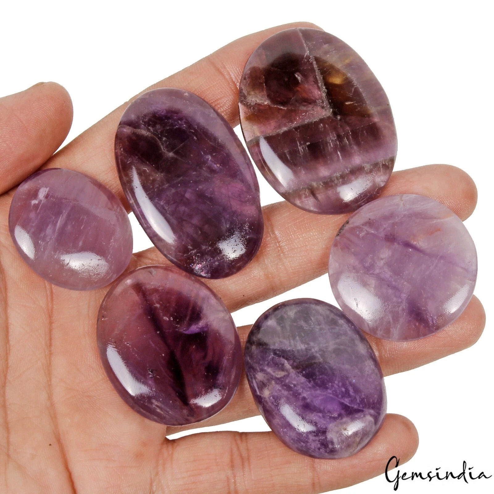 460 Ct/6 Pcs Natural Untreated Brazilian Purple Amethyst Oval Cab-30mm-47mm Gems