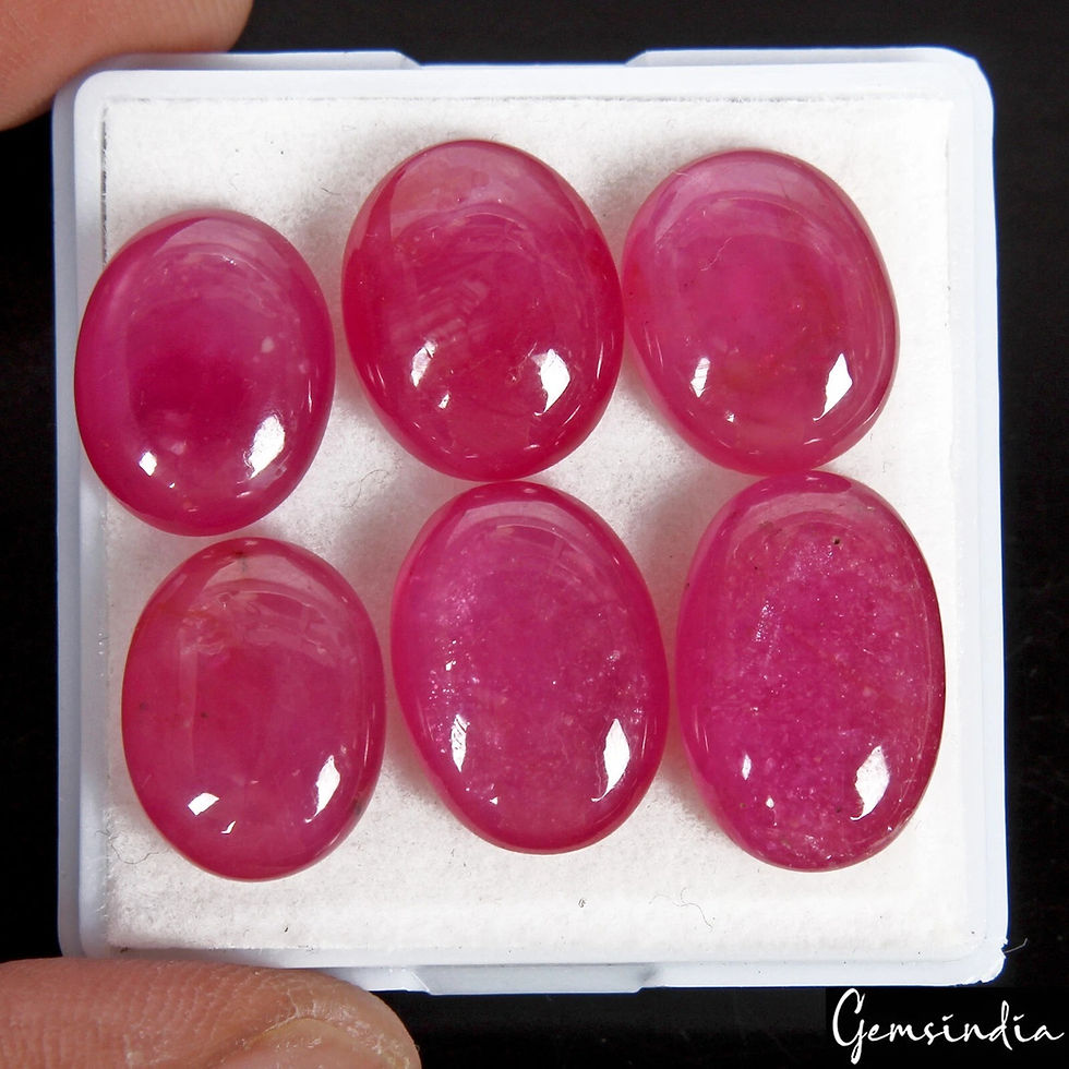 Miniature : Certified 60.80 Ct/6 Pcs Natural Pink Red Ruby Oval Cab 14mm-17mm Loose Gems Lot
