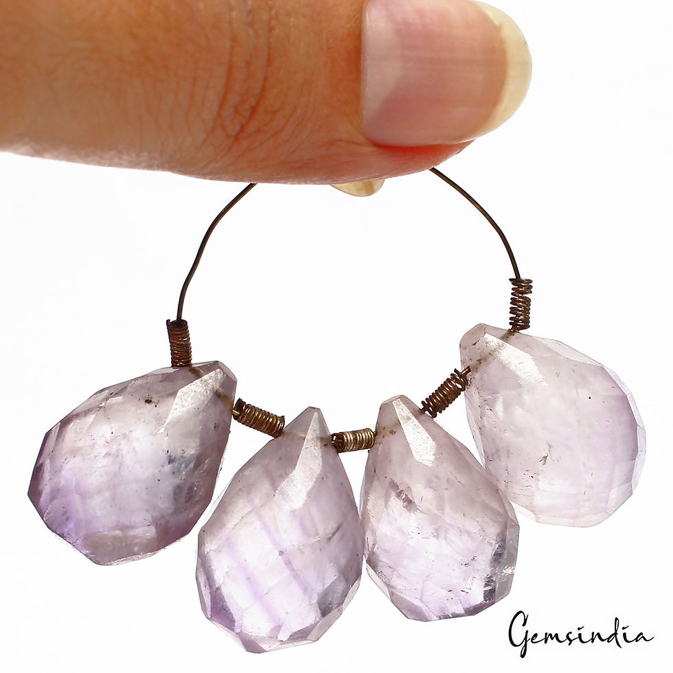 116+Ct/4 Pcs Natural Untreated Purple Amethyst Pear Checker Cut Drill Briolette