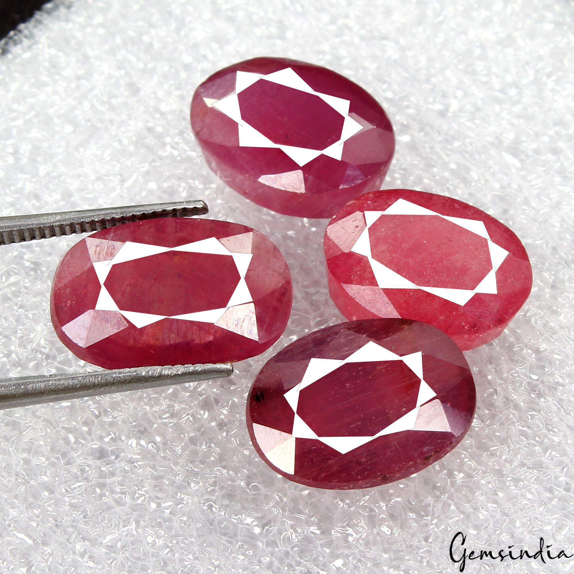 32 Ct/4 Pc Natural Mozambique Red Ruby Oval Cut 12-14mm Loose Ring Size Gemstone