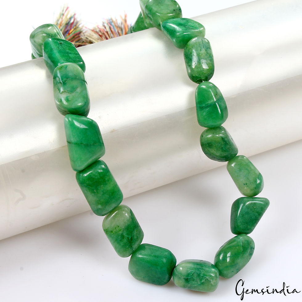 Thumbnail: 15" Natural Green Emerald Top Rare Tumble Drilled Nugget Beads ~420 Ct/26 Pcs