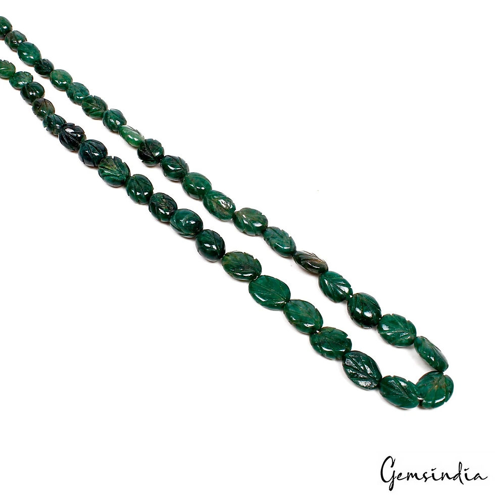 Thumbnail: 21" Strand Natural Emerald 18-20mm Stunning Green Oval Drilled Cabochon Bead
