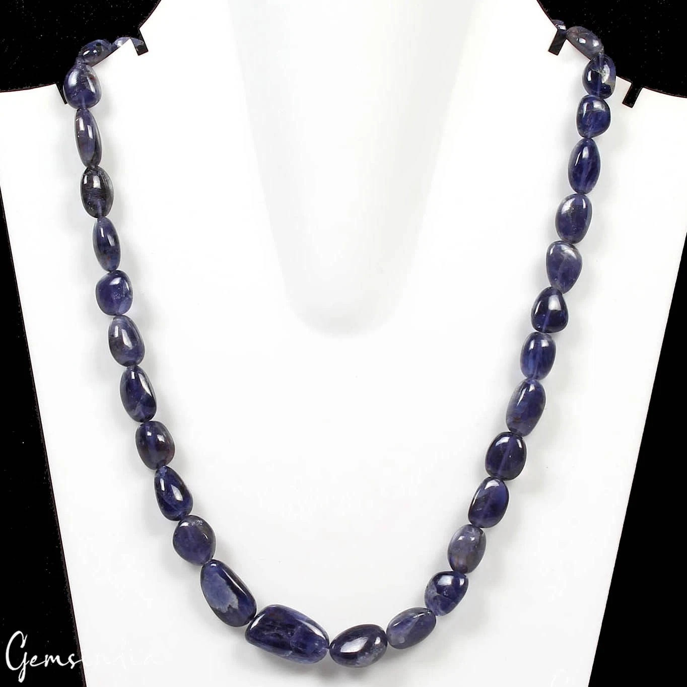 195.00 Ct Natural Blue Iolite 10-20mm Beaded Gem Handmade Beautiful Necklace 18"