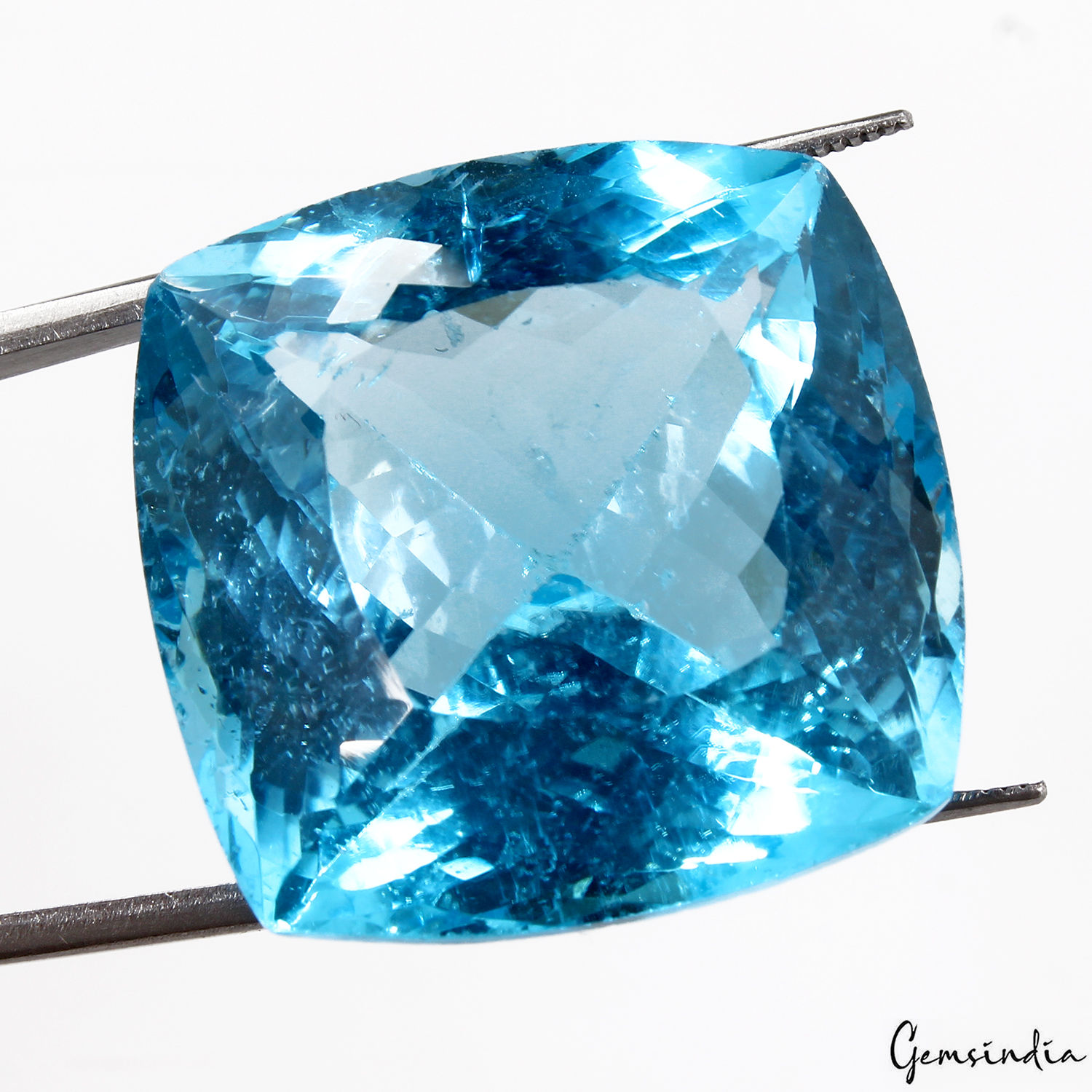 IGL&I Certified 87.70 Ct Natural Blue Topaz Top Quality Cushion Cut AAA Gemstone