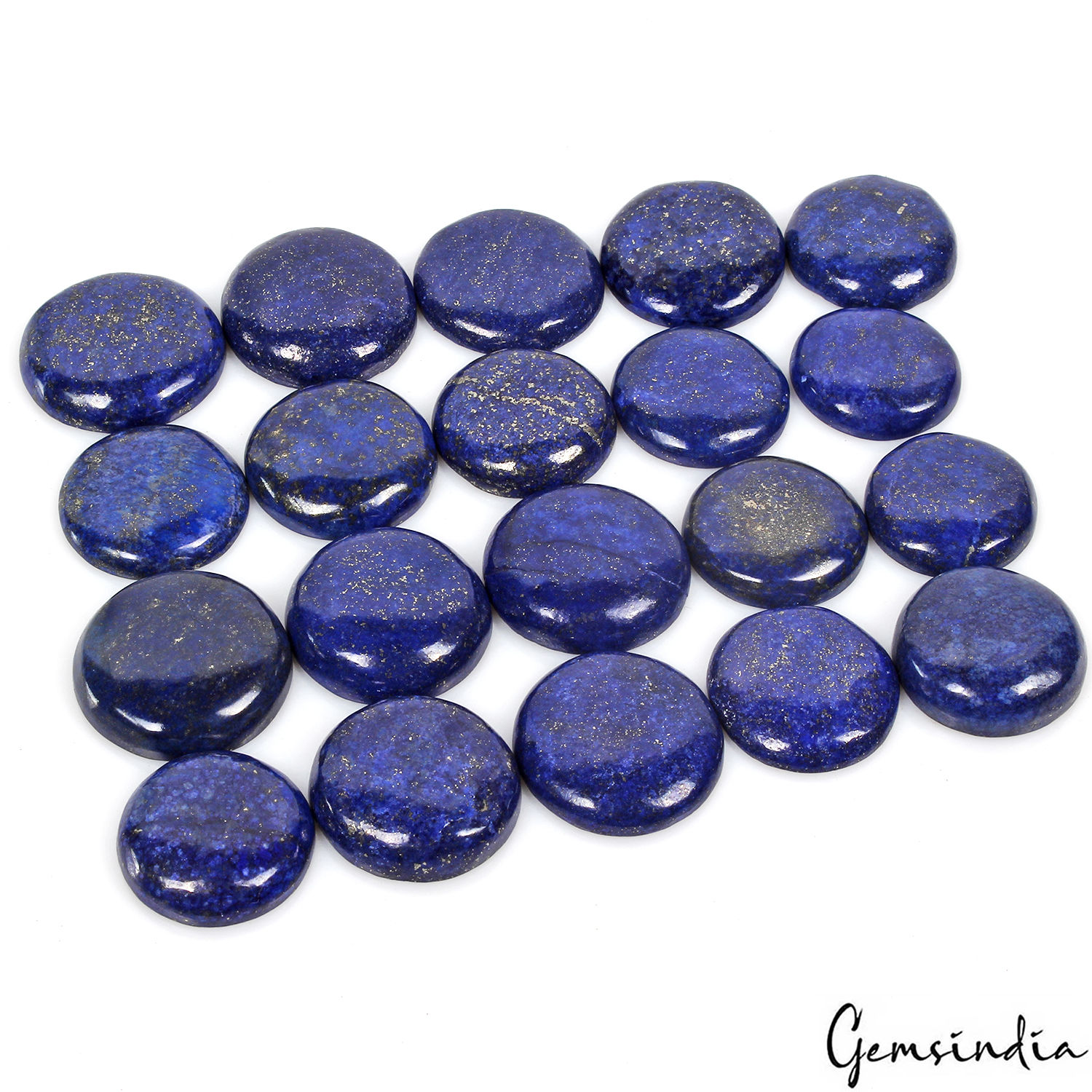 770 Cts/20 Pcs Natural Blue Lapis Lazuli Gold Flecks Round Loose Wholesale Gems