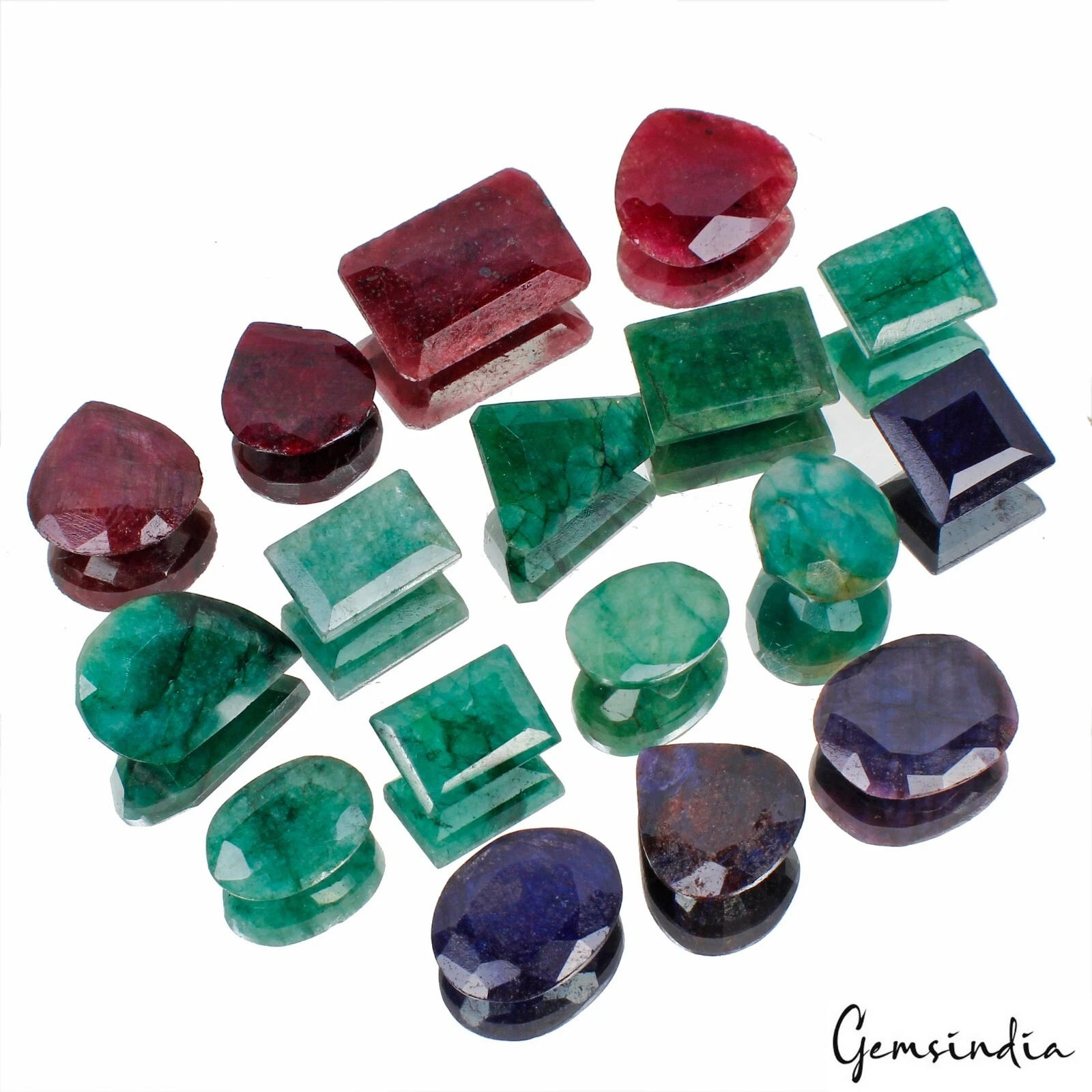 550 Ct Natural Ruby Emerald Sapphire Mix Cut Loose Jewelry Making Gems 20mm-30mm
