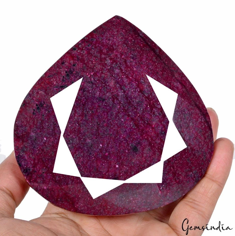 4440 Ct Natural Red Ruby Pear Cut Earth Mined Huge Museum Size Gemstone W/ Stand