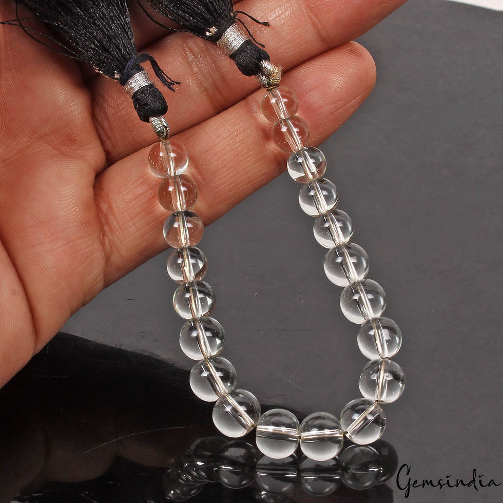 Miniatura: 65 Cts/20 Pcs Natural White Crystal Quartz Gems Round Cab Drill Bead 5.5" Strand