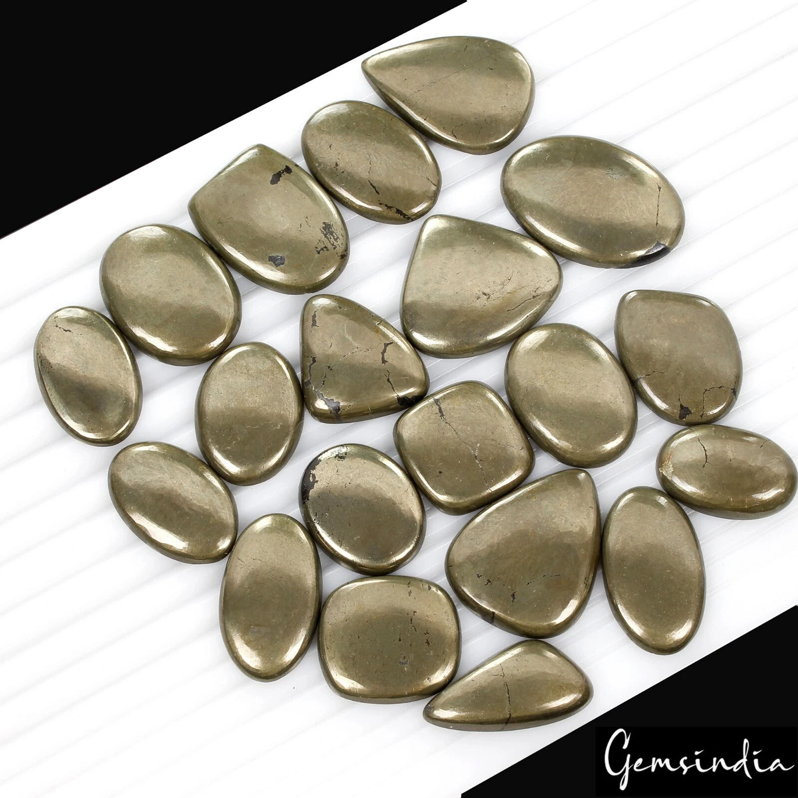 750 Ct Natural Apache Gold Pyrite Cabochon Lot, 24-34mm Untreated Loose Gemstone