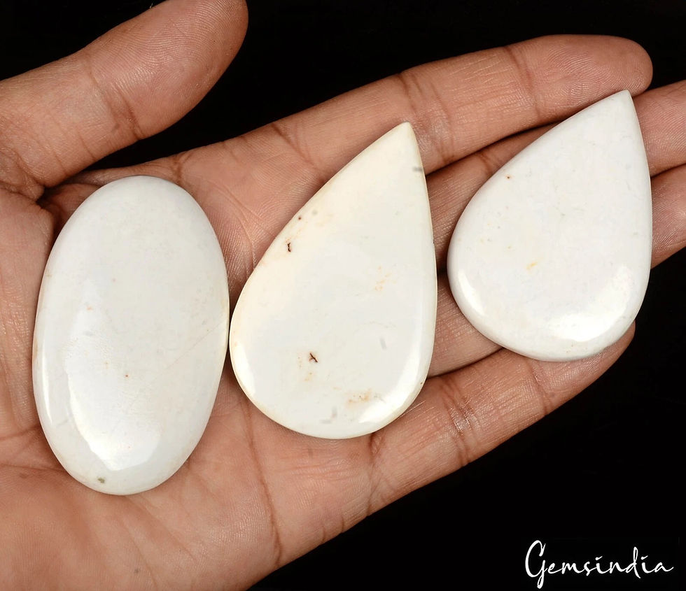 Thumbnail: 418.15 Cts/3 Pcs Natural White Buffalo Turquoise Mix Cab 56-63mm Loose Gems Lot