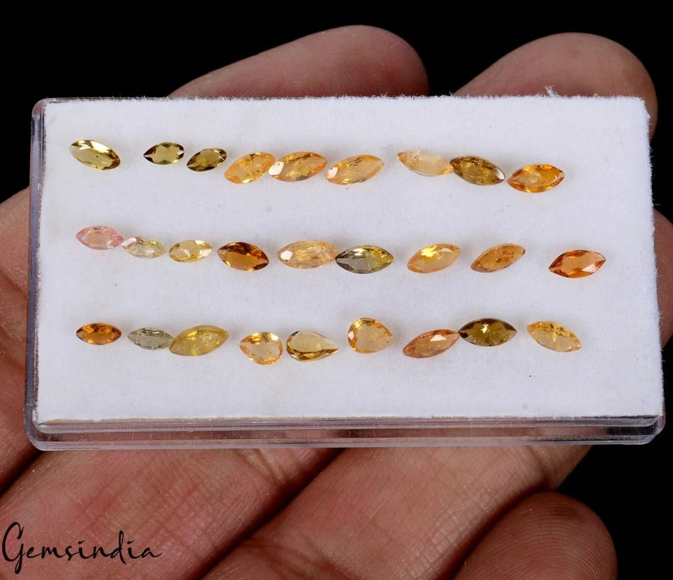 27 Pc Natural Golden Yellow Tourmaline 3-5mm Loose Mix Cut Gemstones for Jewelry