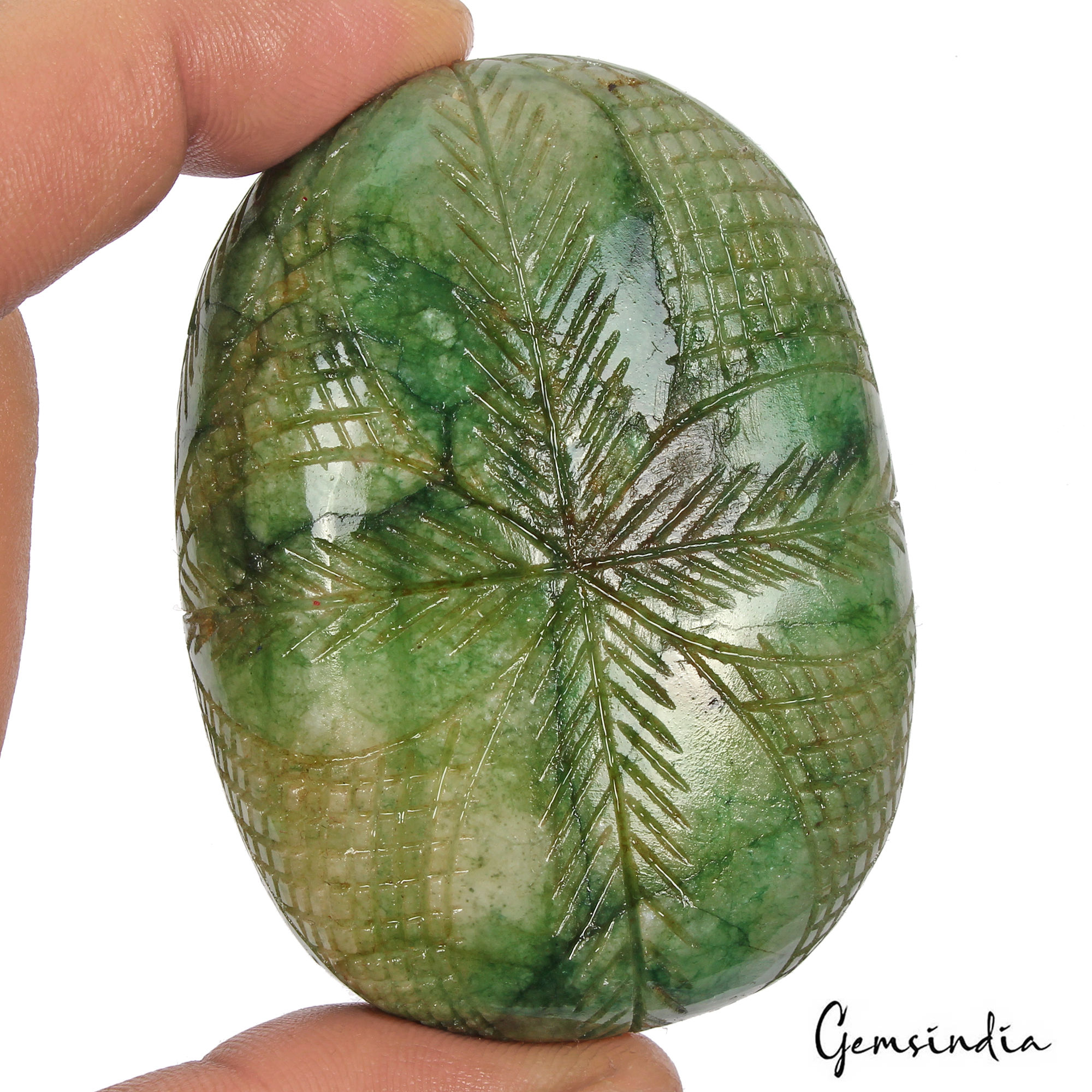 Natural Green Brazilian Emerald Oval Cut Both Side Carving Earth Mined 770Ct Gem