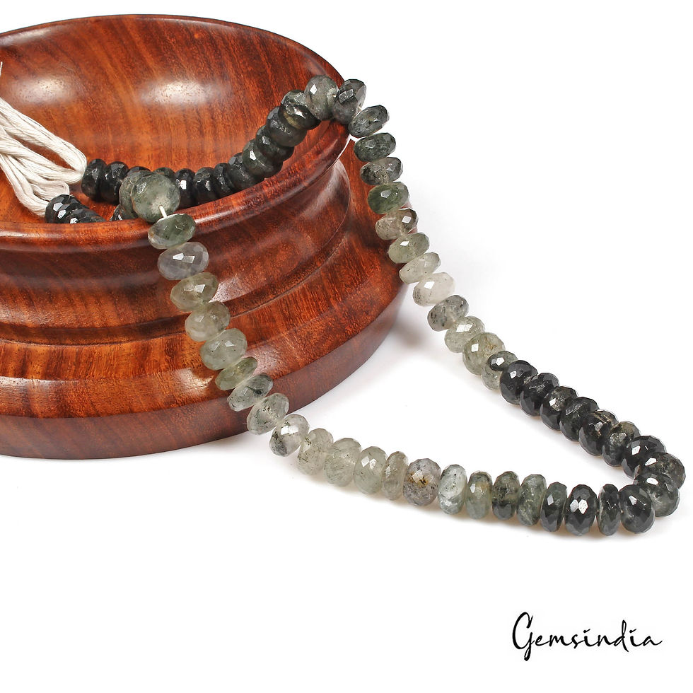 Thumbnail: 310 Ct/69Pc Natural Untreated Bi Color Rutile Quartz Round Drill Bead Strand 16"
