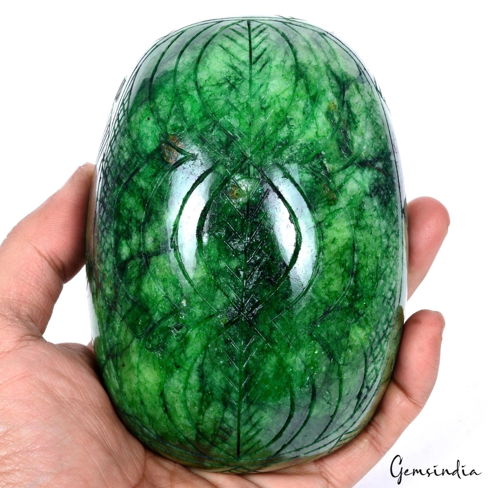 5170 Ct Natural Green Brazilian Emerald Earth Mined Carving Certified Gemstone
