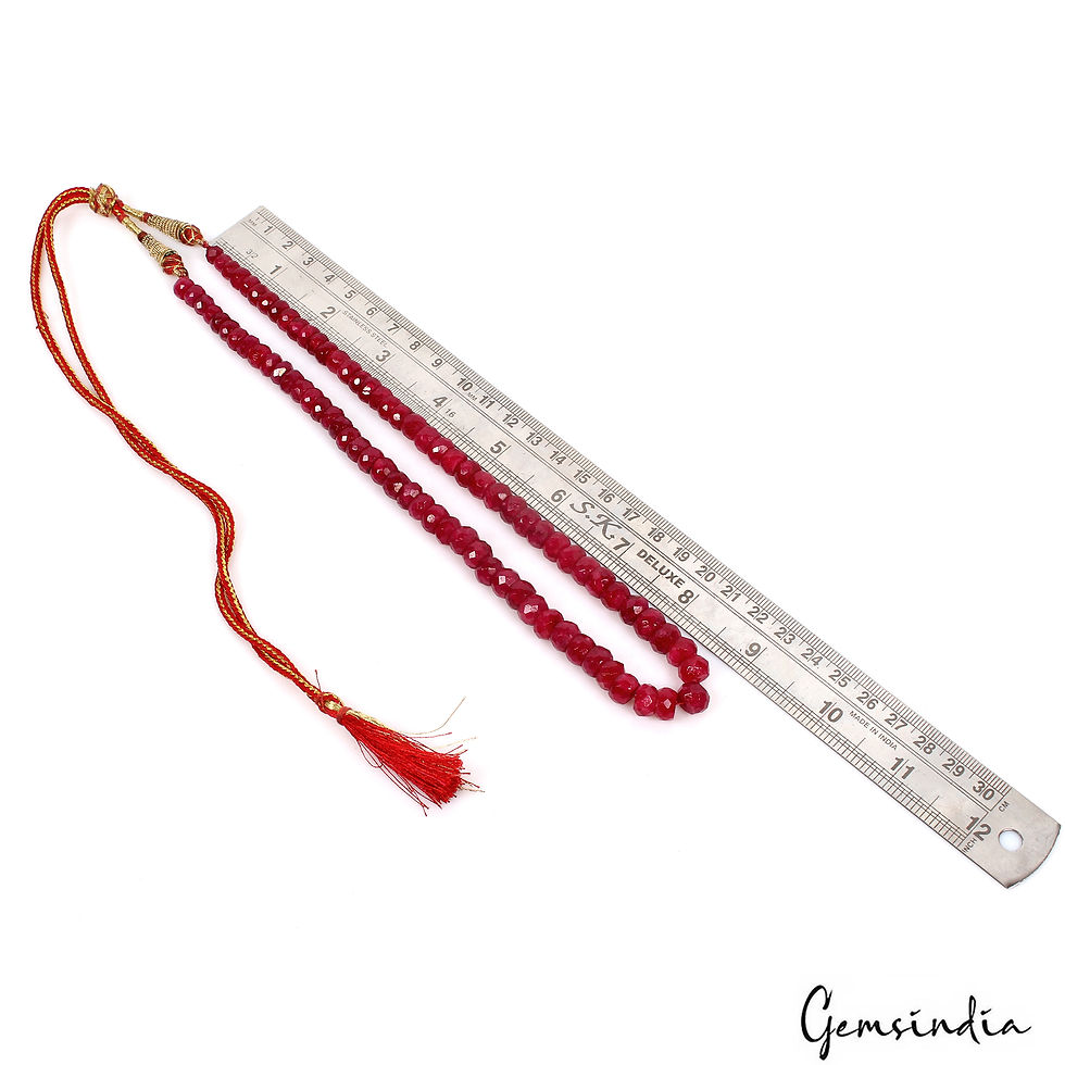 Miniature : 280 Ct Natural Red Quarts Round Cut Beaded Single Strand Adjustable Necklace 20"
