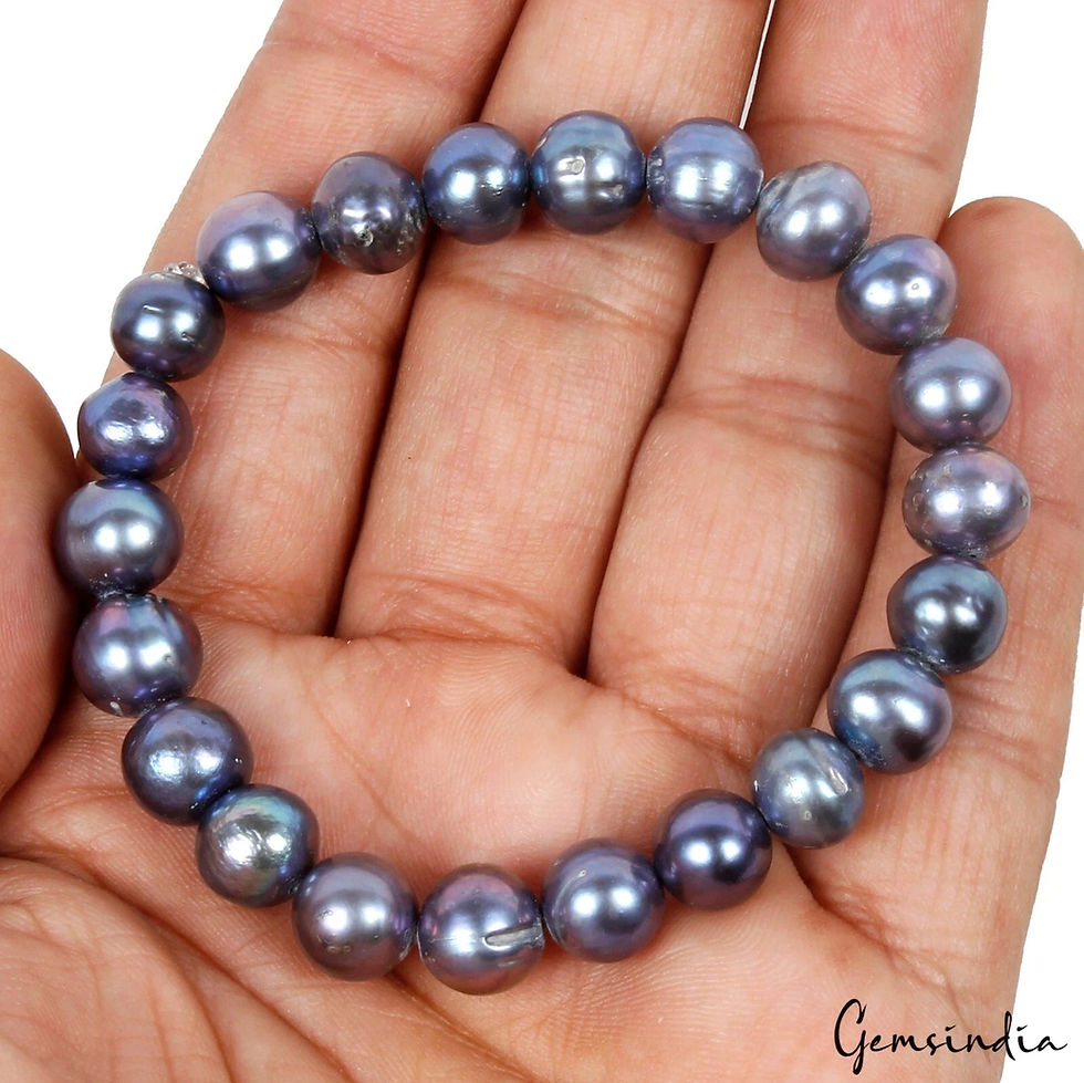 Thumbnail: 105.50 Cts Rainbow Shine Tahitian Pearl Handmade Unisex Stretch Bracelet 6.5"