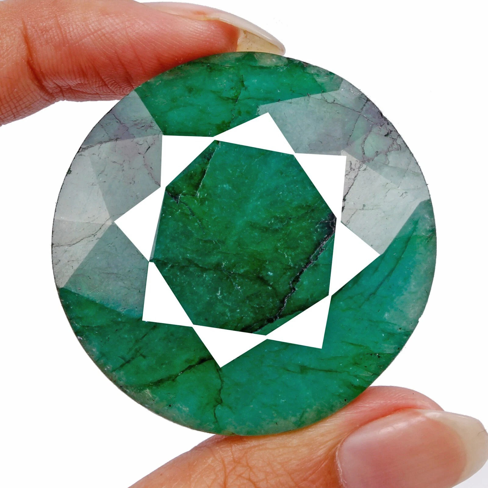 Certified 190 Ct Natural Brazilian Top Green Emerald Round Faceted Cut Loose Gem