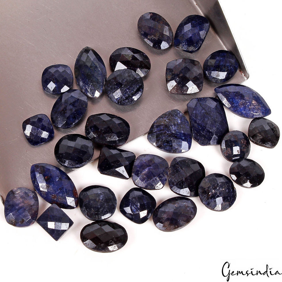 Miniature : 202.30 Cts/29 Pcs Natural Blue Sapphire Mix Checker Cut Loose Gems For Jewelry