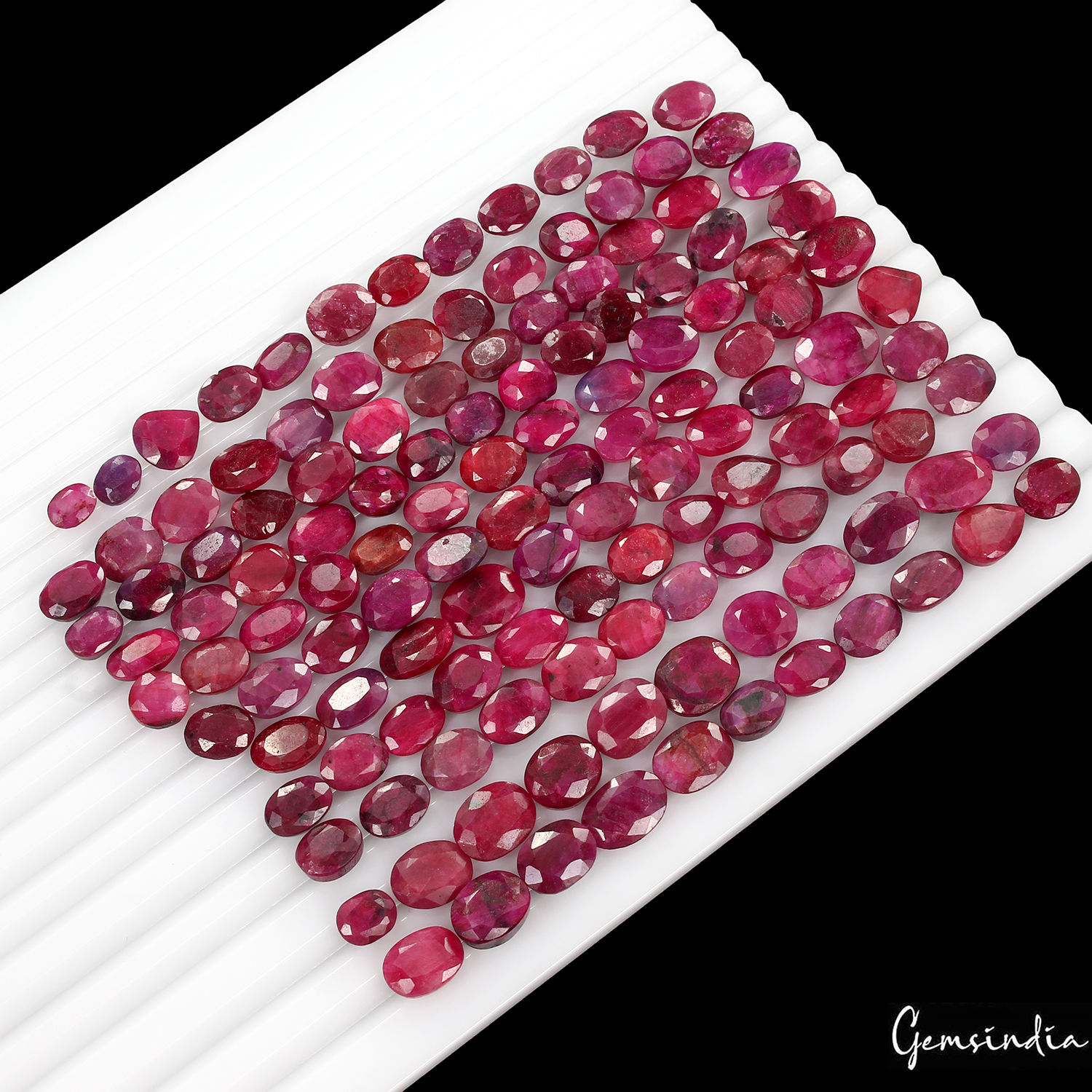 500Ct/131Pc Natural Red Pink Ruby mix Cut Loose Gemstones Lot For Jewelry 7-13mm