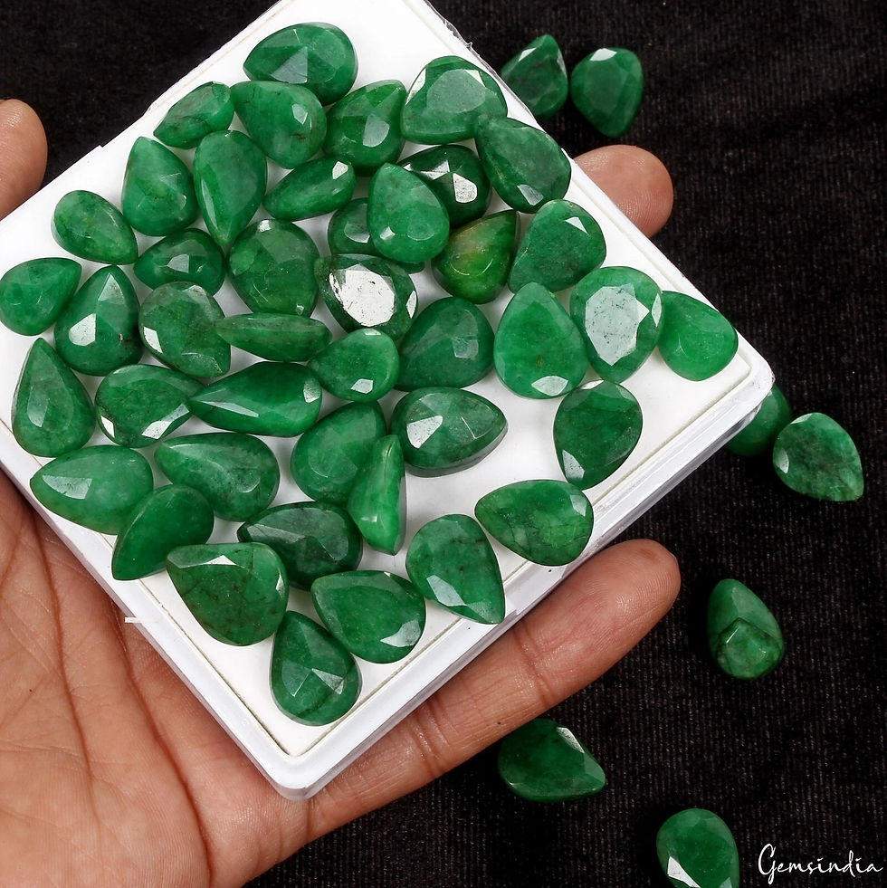 Thumbnail: 50 Pc Natural Brazilian Green Emerald 12-17mm Pear Cut Certified Loose Gemstones