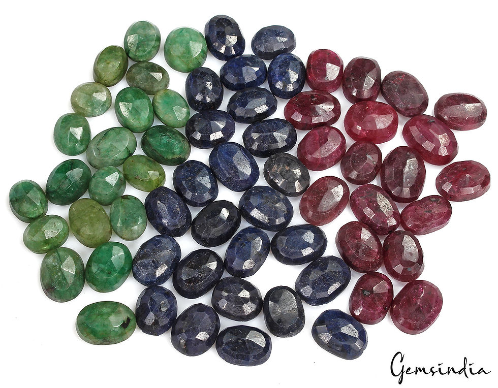 Miniatura: 1030Ct Natural Emerald Ruby Sapphire Lot Oval Shape Faceted Gemstone For Jewelry