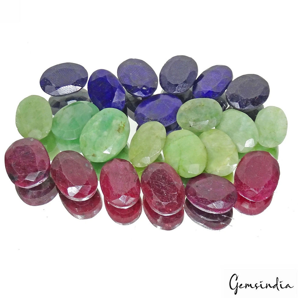 234.80 Ct Natural Ruby Emerald Sapphire MIx Faceted Gems Lot 22 Pc For Jewelry